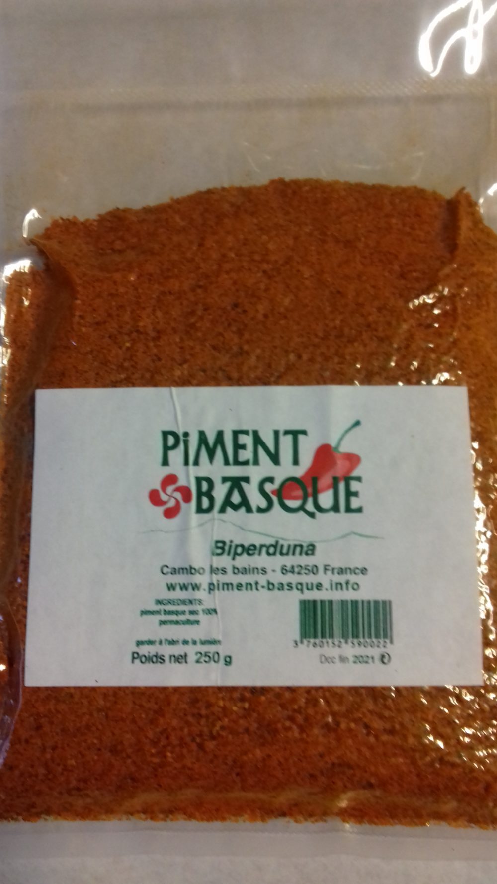 Poudre Piment Basque permaculture x 250 g variété Gorria